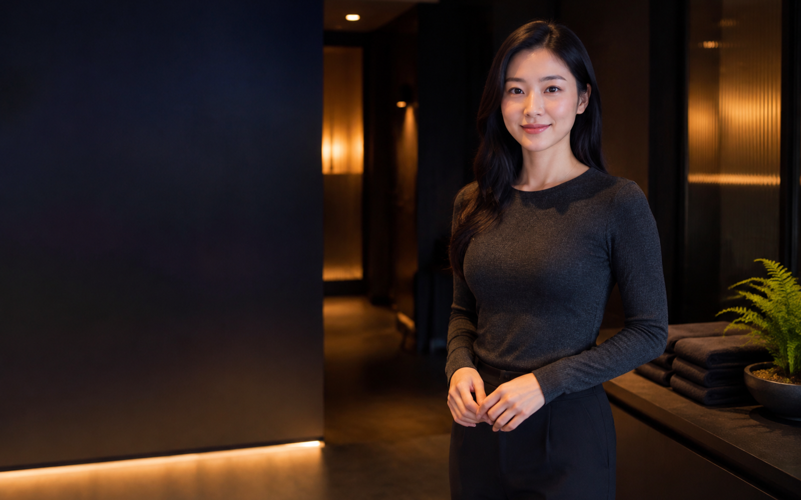 서울 신도림 방문 홈케어를 안내하는 젊은 성인 한국 여성 관리사