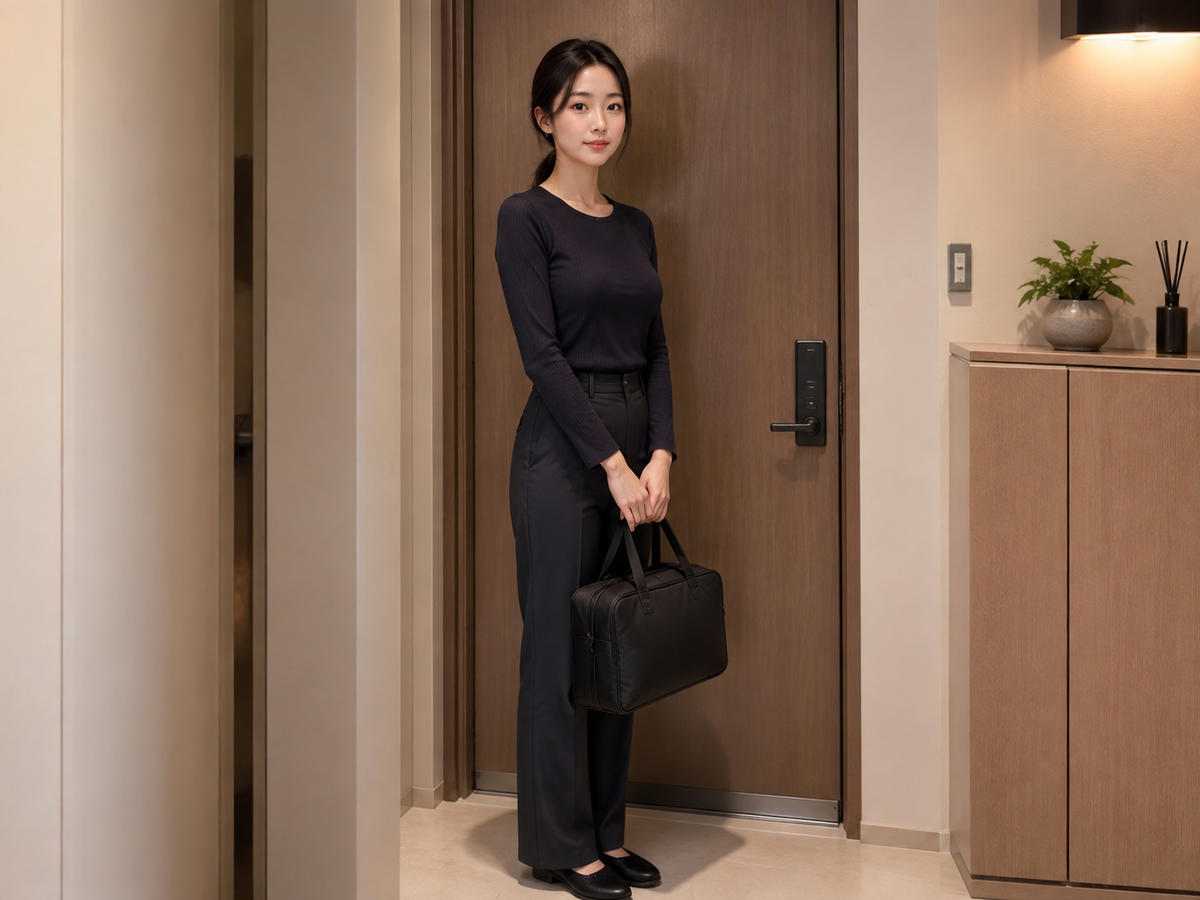 서울 신도림 방문 홈케어 일정을 준비하는 젊은 성인 한국 여성 관리사